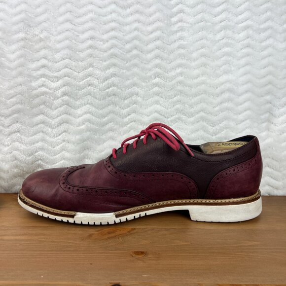 Cole Haan Men Size 12M Leather Great Jones Wingtip Oxford Maroon Shoes C11524 - Picture 10 of 16